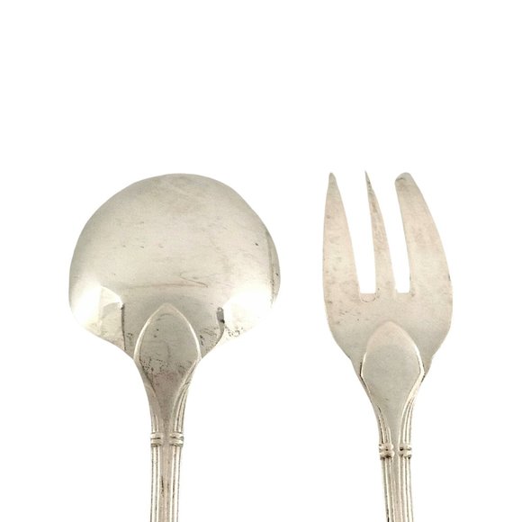 Christofle Sterling Silver Oceana Salad Serving Set Fork and Spoon (B) #12335 - Picture 5 of 12